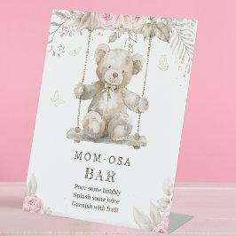 Expositor En L Elegante Beige Teddy Bear Floral Rosa Mamá-osa Bar