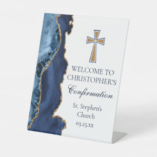 Expositor En L Elegante bienvenida de oro azul de la marina de co