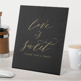 Expositor En L Elegante Black Gold Script Love es Sweet Boda