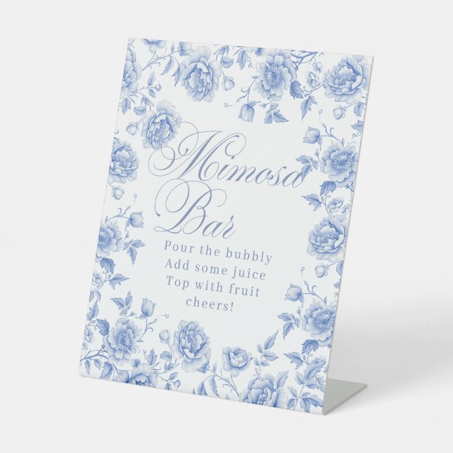 Expositor En L Elegante Blue Floral Bridal Shower Mimosa (Anverso)