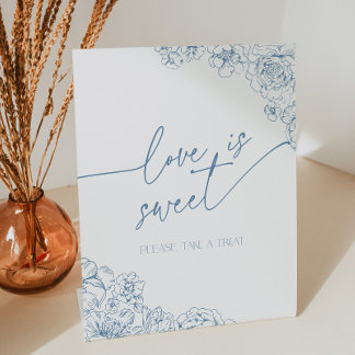 Expositor En L Elegante Blue Toile de Jouy Love es postre dulce