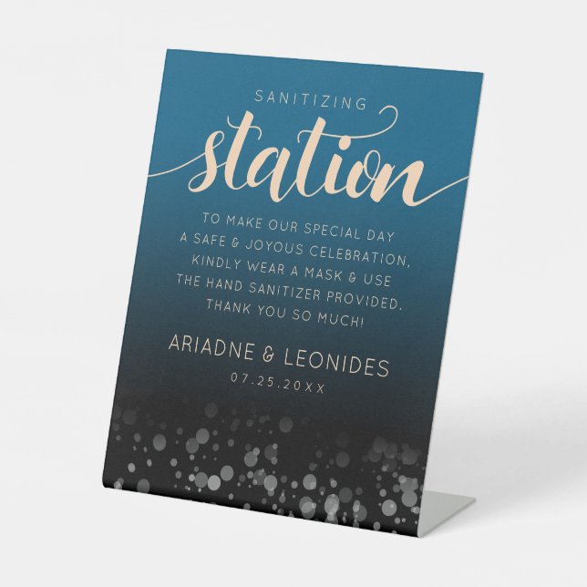 Expositor En L Elegante Boda azul oceánico Peach (Anverso)