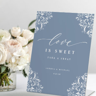 Expositor En L Elegante Boda azul turbio el amor es dulce