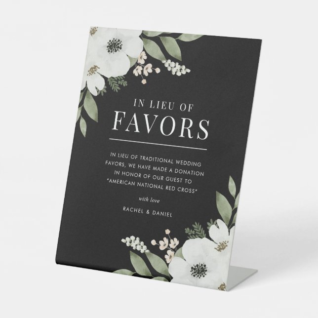 Expositor En L Elegante Boda Botánico Floral en lugar de Favor (Anverso)