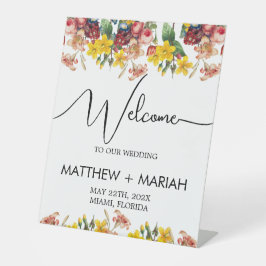 Expositor En L Elegante Boda de caligrafía floral naturaleza