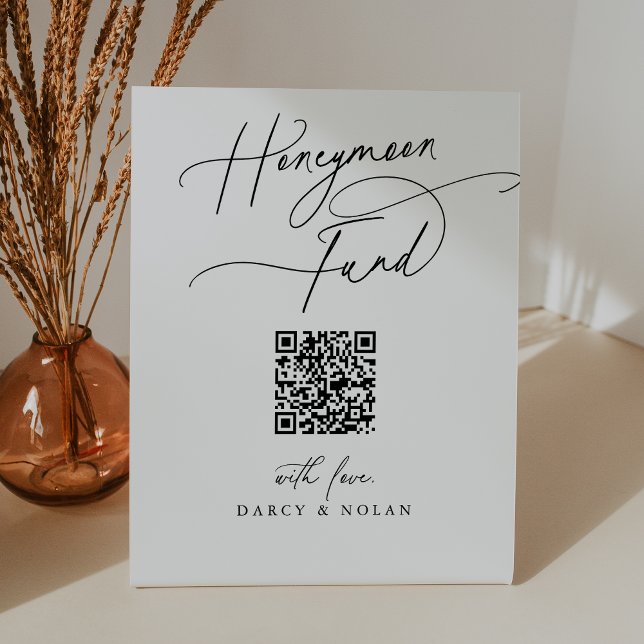 Expositor En L Elegante Boda de Encanto QR Código Rótulo del Fond (Elegant Charm Wedding QR Code Honeymoon Fund Sign)