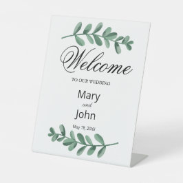 Expositor En L Elegante Boda de las hojas verdes de color de agua