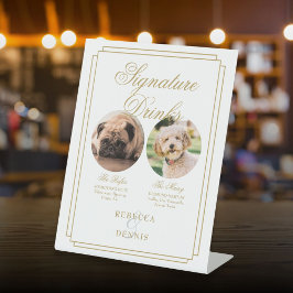 Expositor En L Elegante Boda de oro Mascota de perro Bebidas con