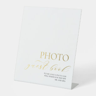 Expositor En L Elegante Boda del libro de invitados con fotografí