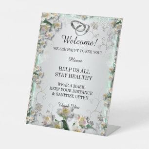 Expositor En L Elegante Boda Floral Blanco Seguridad