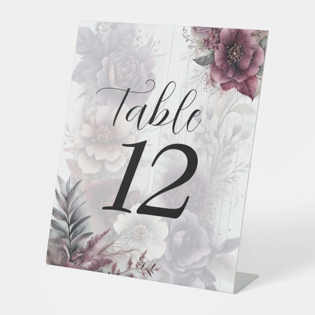 Expositor En L Elegante Boda floral morado, rosa y marrón (Anverso)