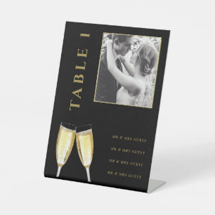 Expositor En L Elegante Boda fotográfico Champagne Table Number