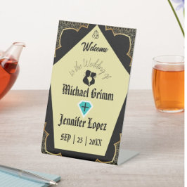 Expositor En L Elegante Boda Gótico Golden Black Personalizado