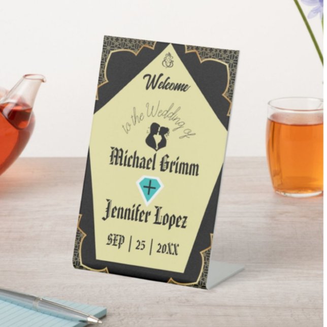 Expositor En L Elegante Boda Gótico Golden Black Personalizado (Subido por el creador)