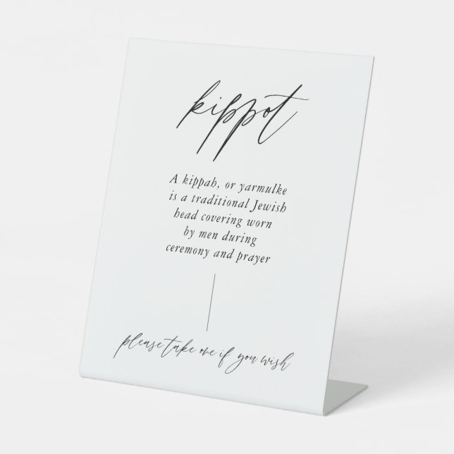 Expositor En L Elegante Boda judío Rótulo Kippot (Anverso)