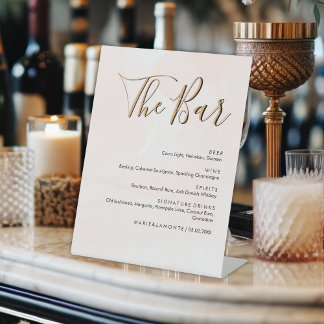Expositor En L Elegante Boda Pastel Menú de Bebidas