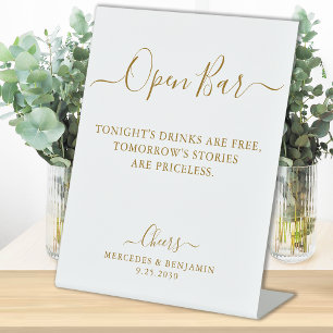 Expositor En L Elegante Boda personalizado con guión de oro de ba