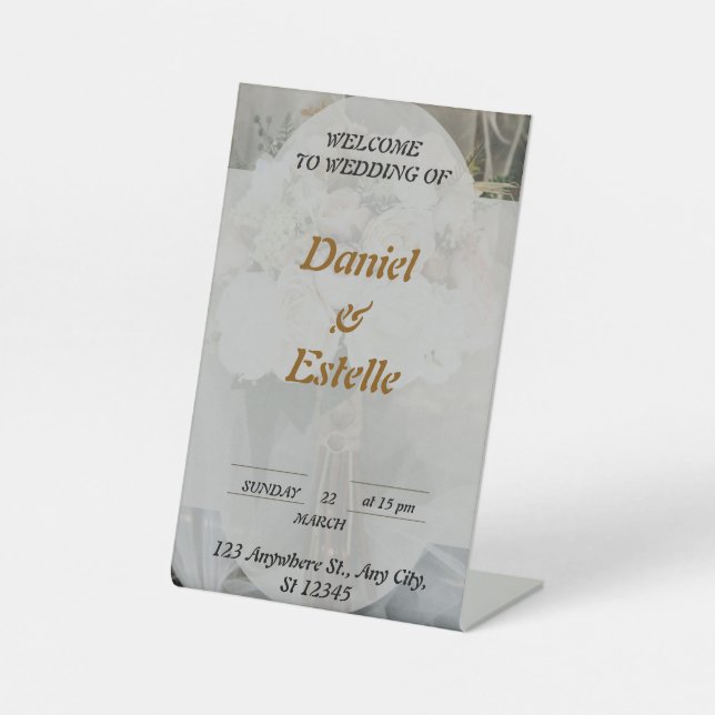 Expositor En L elegante boda personalizado welcom (Anverso)