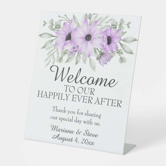 Expositor En L Elegante Boda Purple Floral simple (Anverso)