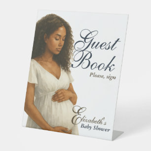 Expositor En L Elegante Boho Black Mom To Be Guest Book