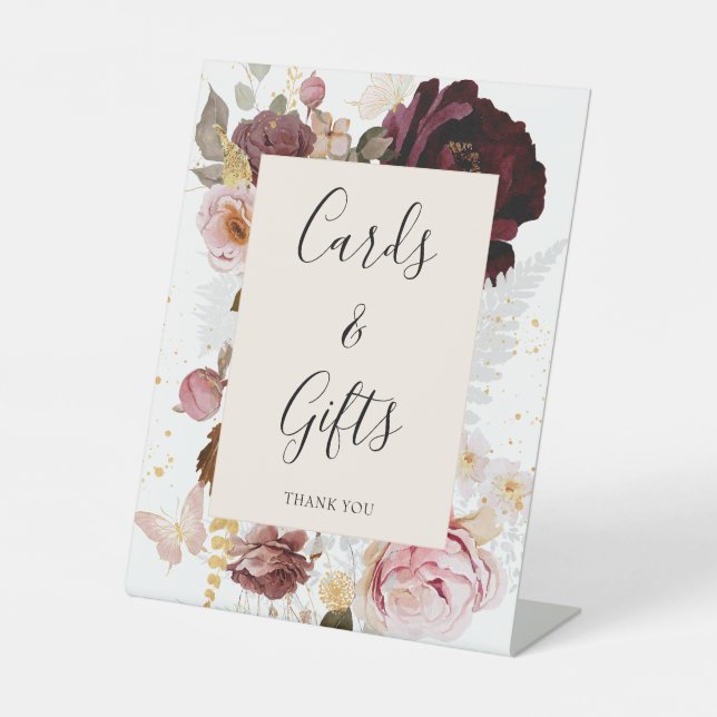 Expositor En L Elegante bridal shower floral rosa  (Anverso)