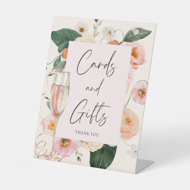 Expositor En L Elegante Brunch Floral Rosa y ducha Bubbly Bridal (Anverso)