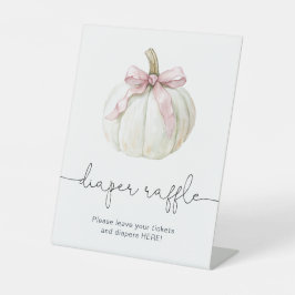 Expositor En L Elegante Calabaza y Rótulo Raffle de abrigo rosado