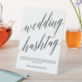 Expositor En L Elegante caligrafía Boda Hashtag Evento Pedestal