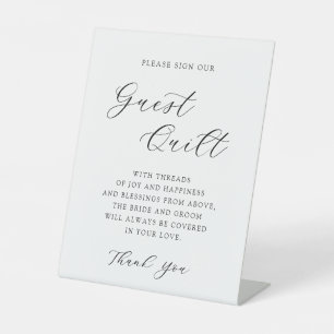Expositor En L Elegante caligrafía Boda Invitado Quilt Pedestal