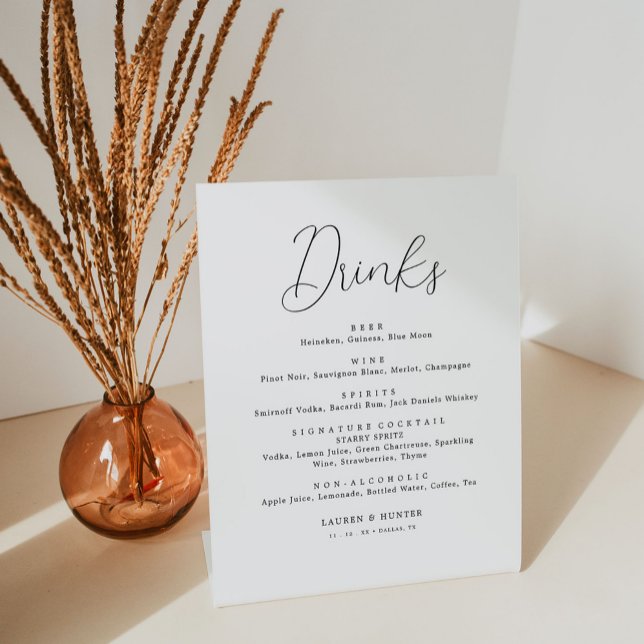 Expositor En L Elegante caligrafía Boda Menú de bebidas (Subido por el creador)