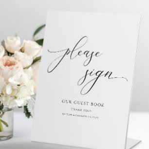 Expositor En L Elegante caligrafía guión Boda Rótulo libro de vis