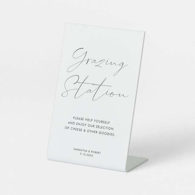 Expositor En L Elegante caligrafía Script Grazing Station Boda (Anverso)