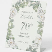 Elegante cartel de bienvenida para 70 cumpleaños c