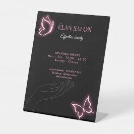 Expositor En L Elegante cartel de horario de salón de belleza Glo