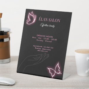 Expositor En L Elegante cartel de horario de salón de belleza Glo