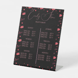 Expositor En L elegante cartel de servicios de salón negro y rosa