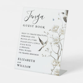 Expositor En L Elegante Chinoiserie Floral Jenga Boda del libro d