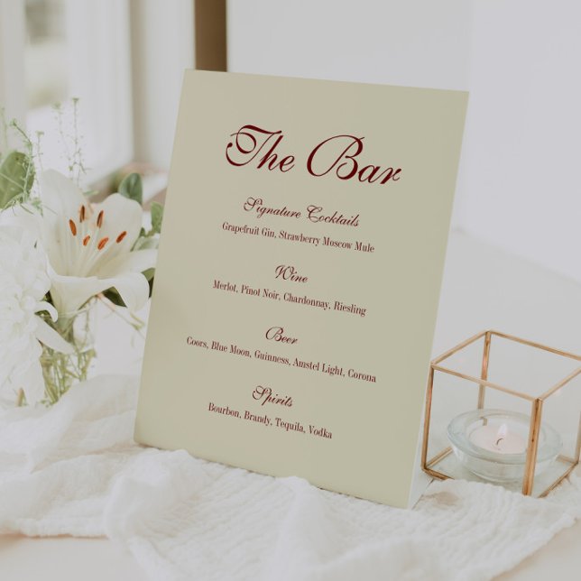 Expositor En L Elegante Clásico Marfil Script "The Bar" Boda (Subido por el creador)