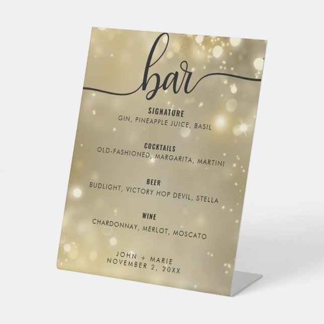 Expositor En L Elegante cóctel de la firma de la barra de bodas (Anverso)