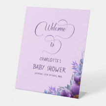 Elegante color de agua morado flor Baby Shower