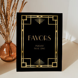 Expositor En L Elegante Deco Vintage Black Gold Wedding Favores