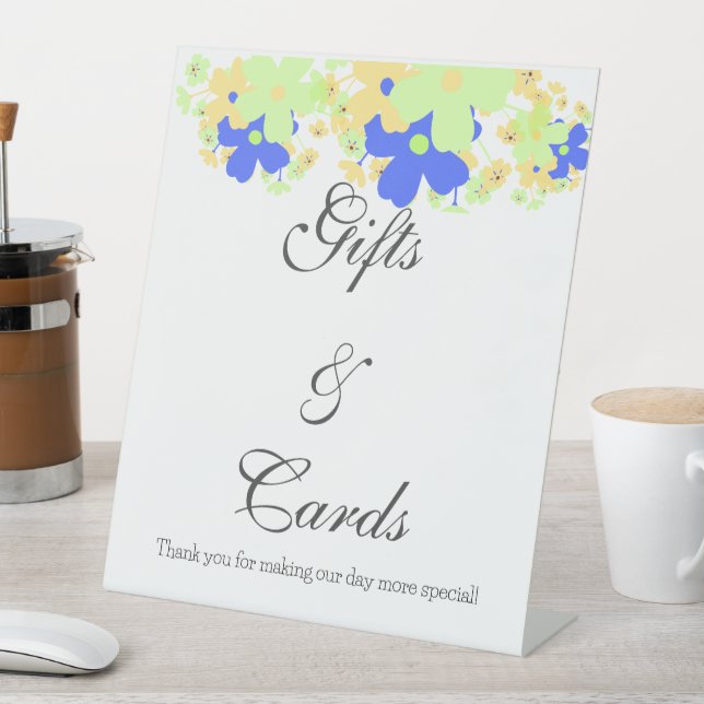 Expositor En L Elegante Diseño Floral amarillo azul verde (In Situ)