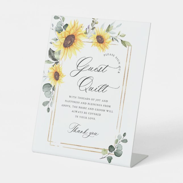 Expositor En L Elegante Eucalyptus Sunflowers Boda Guest Quilt (Anverso)
