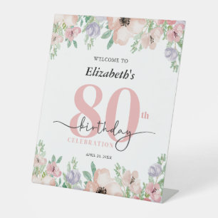 Expositor En L Elegante Fiesta de Cumpleaños 80 con Flores Pastel