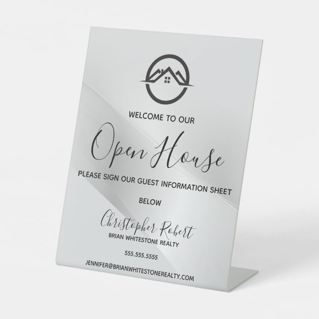 Expositor En L Elegante finca inmobiliaria plateada (Anverso)