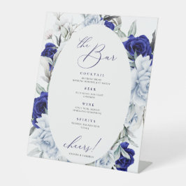 Expositor En L Elegante Floral De Marina Azul Polvorienta El Bar 