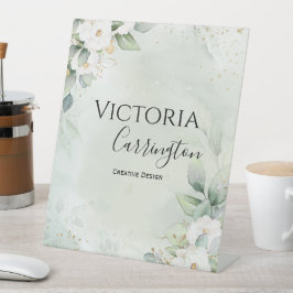 Expositor En L Elegante Floral Gold Green Business