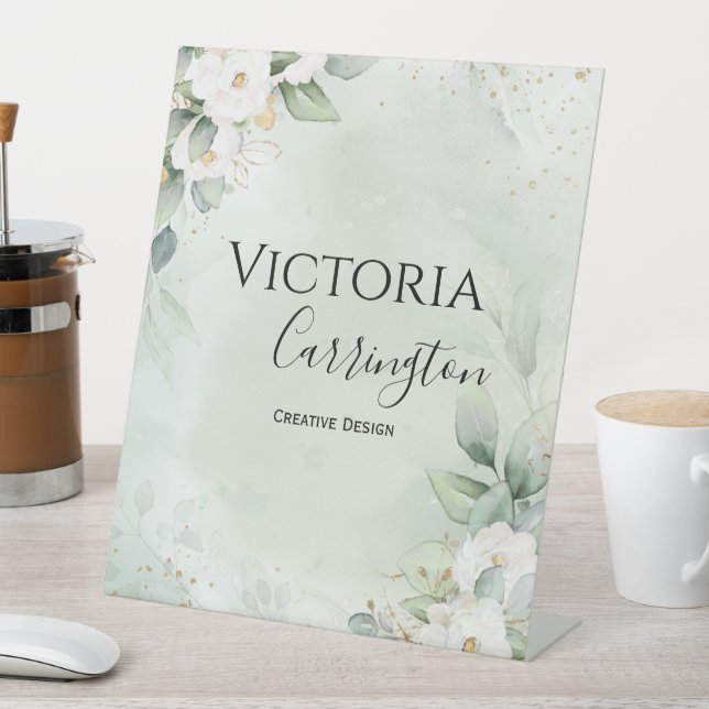 Expositor En L Elegante Floral Gold Green Business (In Situ)