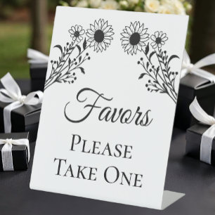 Expositor En L Elegante floral negro blanco Sunflower Wedding Fav