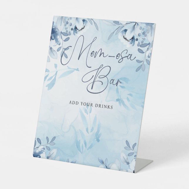 Expositor En L Elegante Flores Azules Momosa Bar Baby Shower (Anverso)